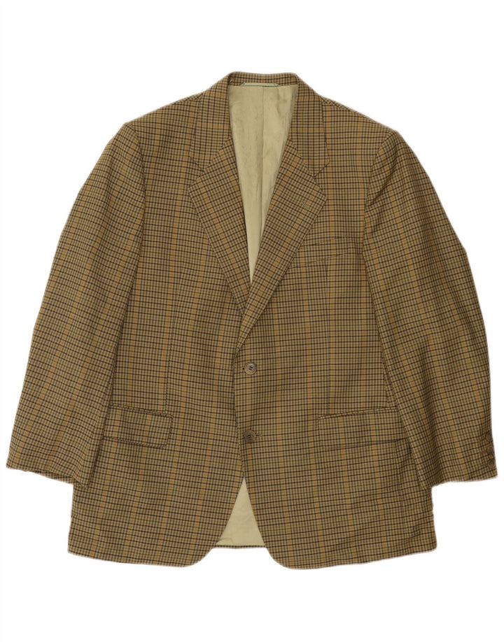 Blazer Vintage pentru bărbați cu 2 nasturi, UK 38 Medium Kaki Check