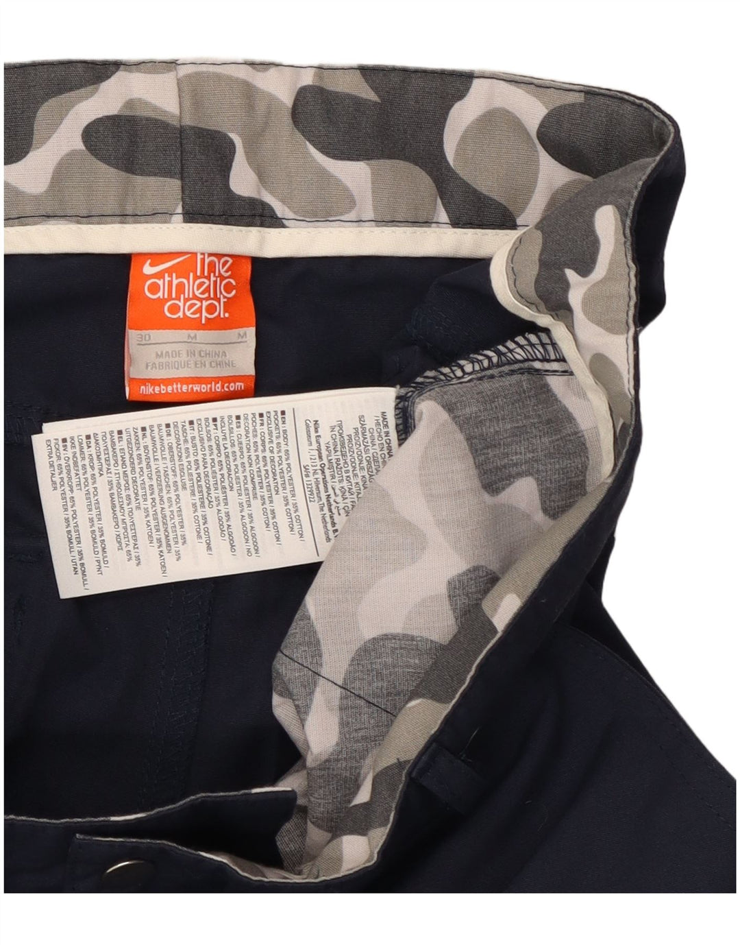 Pantaloni chino drepți Nike pentru bărbați, medii W30 L29, poliester bleumarin