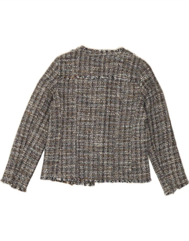 MASSIMO DUTTI Womens Open Blazer Jacket EU 42 Large Grey Check Cotton Vintage Massimo Dutti and Second-Hand Massimo Dutti from Messina Hembry 