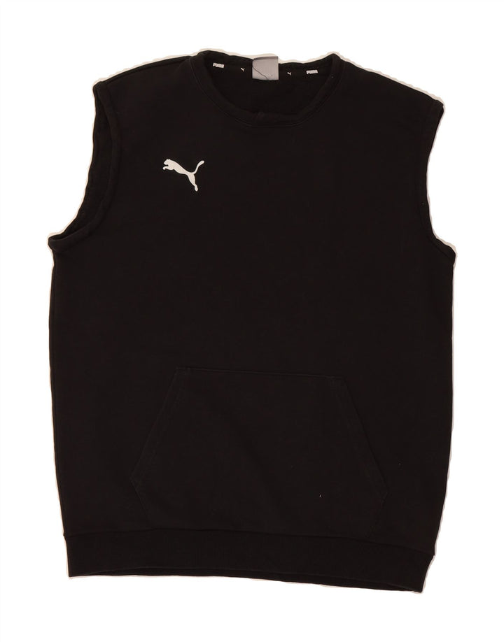 PUMA Mens Sleeveless Sweatshirt Jumper Large Black Cotton Vintage Puma and Second-Hand Puma from Messina Hembry 