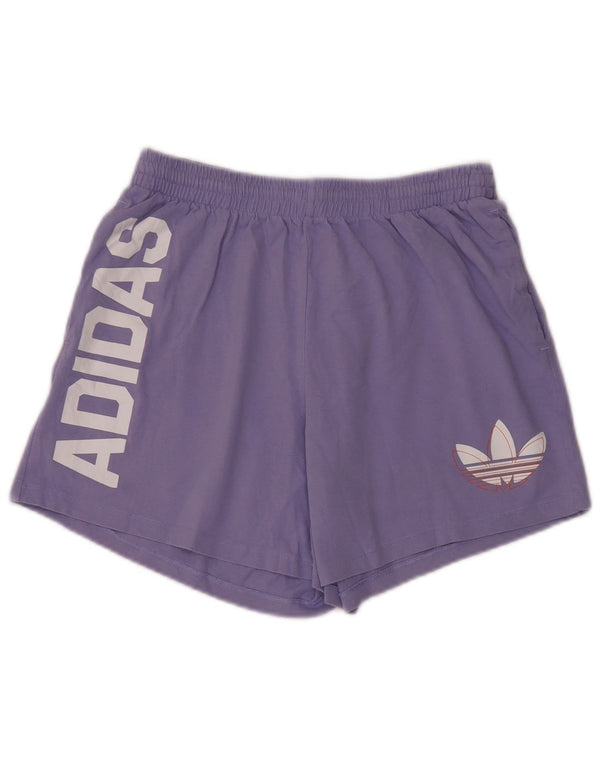 Pantaloni scurți sport grafic Adidas pentru femei UK 14, mari, mov, bumbac