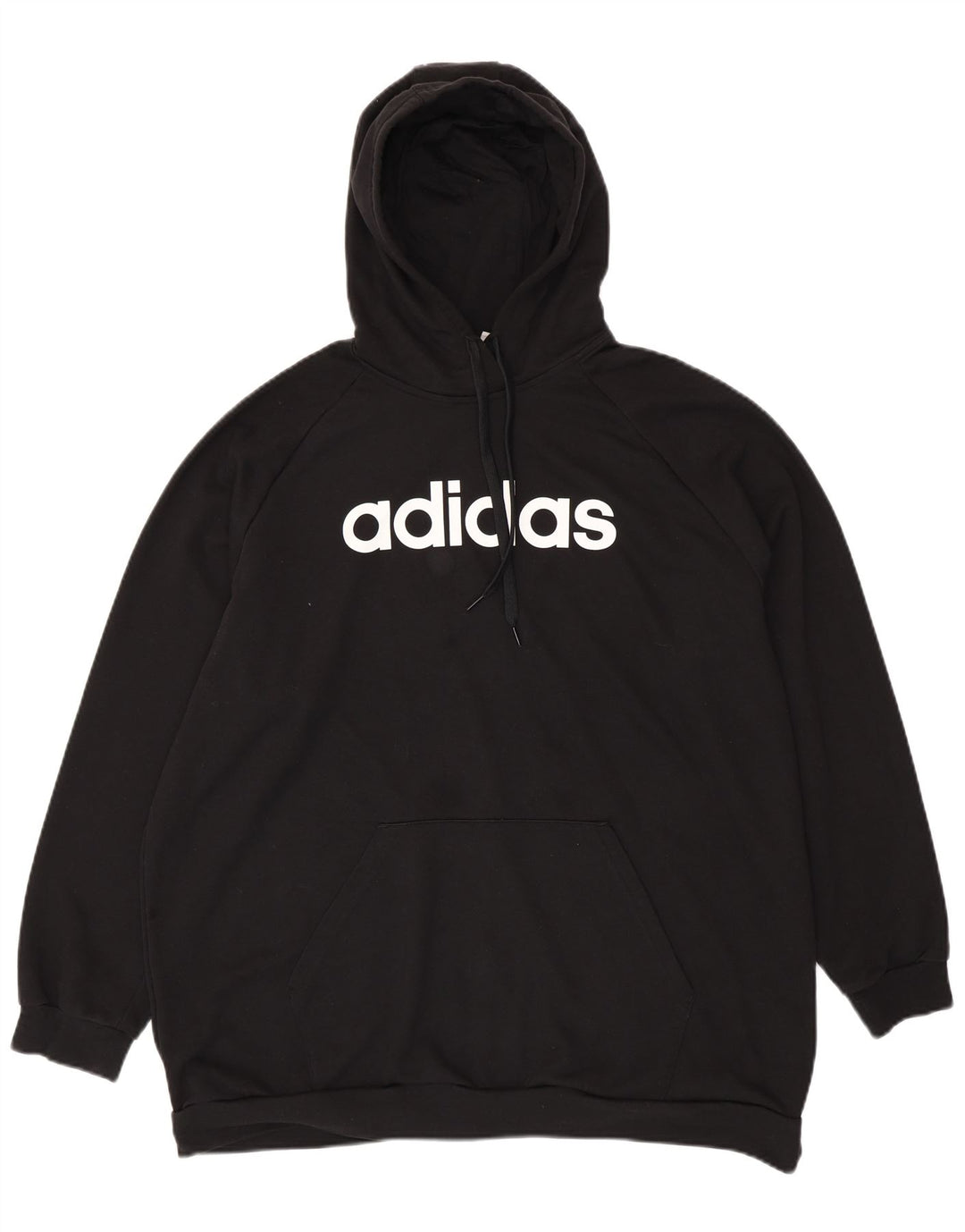 ADIDAS Pulover cu glugă grafic pentru femei UK 24/26 2XL bumbac negru