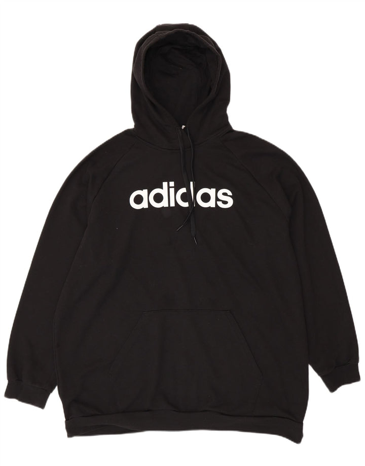 ADIDAS Pulover cu glugă grafic pentru femei UK 24/26 2XL bumbac negru