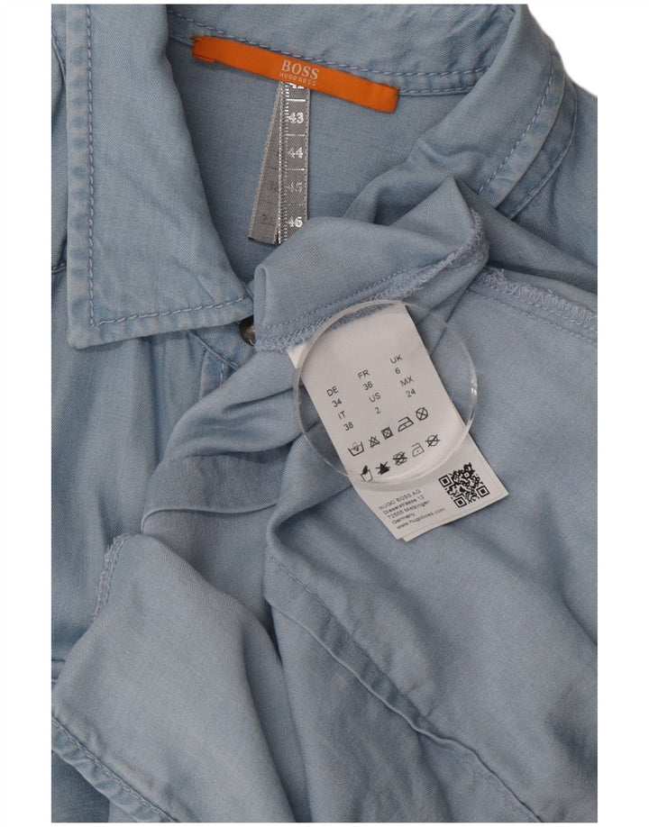 Cămașă supradimensionată pentru femei Hugo Boss UK 6 XS Blue Lyocell