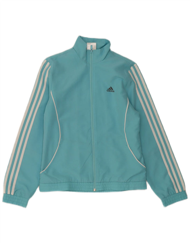 ADIDAS Womens Tracksuit Top Jacket UK 10 Small  Blue Polyester