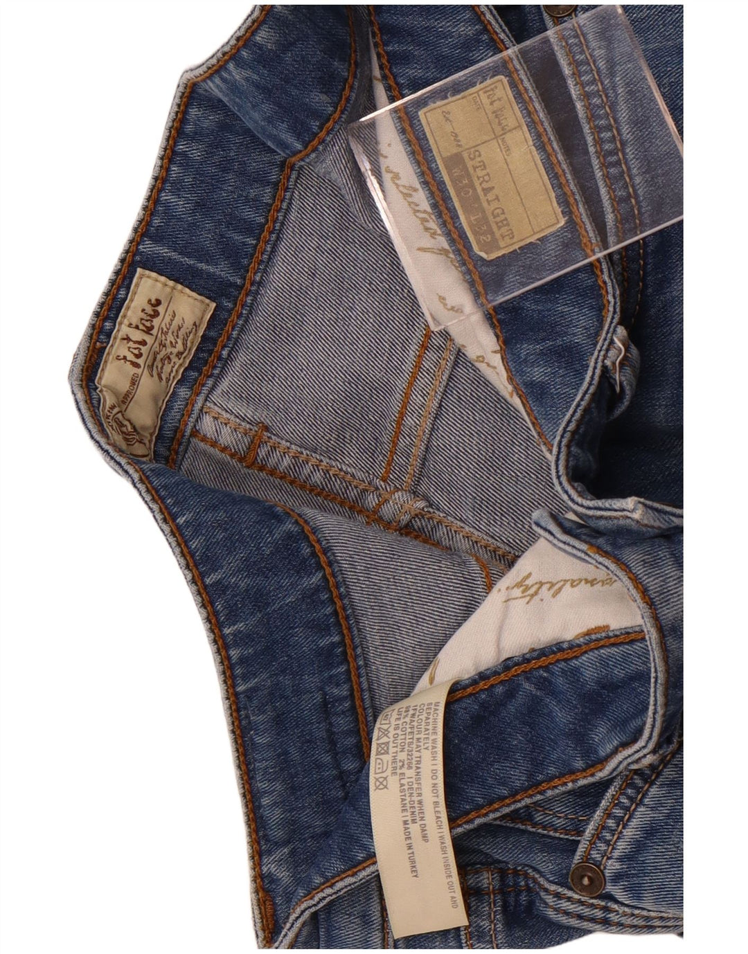 Fat Face Blugi Distressed drepte pentru femei W30 L28 Bumbac albastru