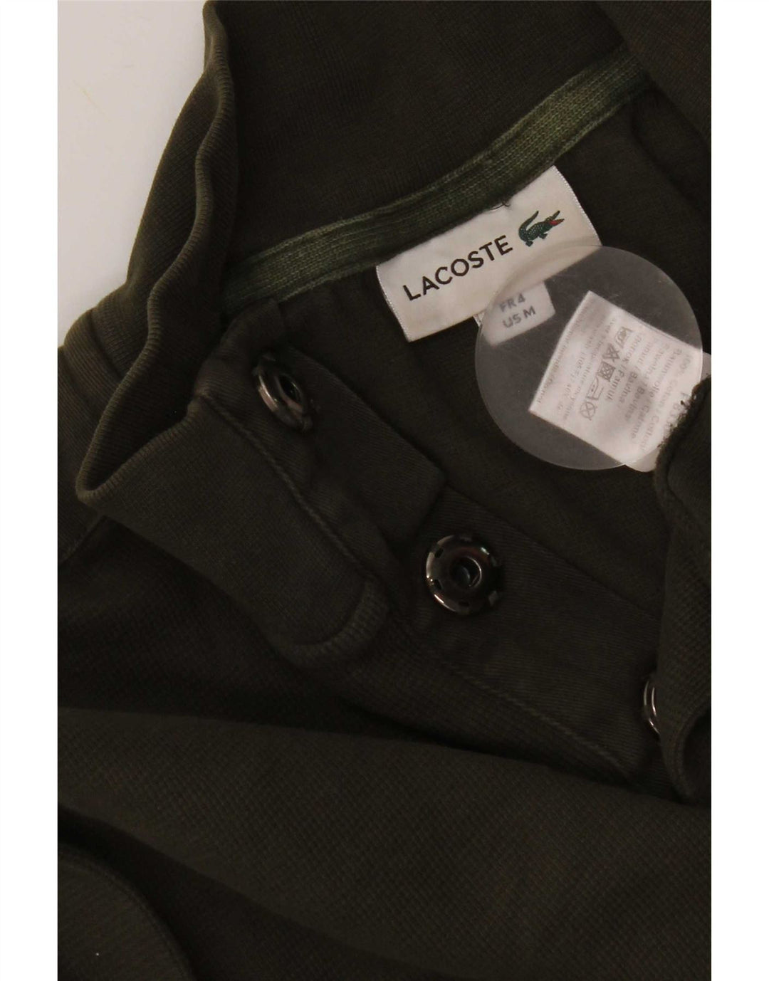 Pulover pentru bărbați Lacoste cu gât cu nasturi, mărime 4, bumbac kaki mediu