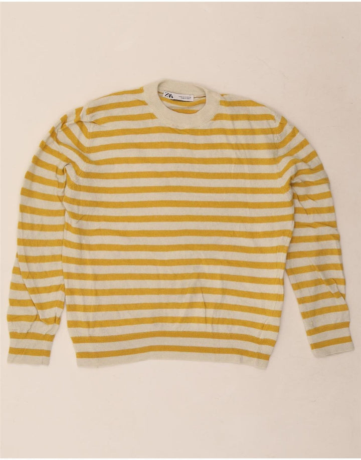 Pulover pentru damă Zara, cu gât turnu, UK 14 Poliamidă cu dungi galbene medii
