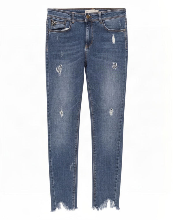 Blugi skinny distressed pentru femei Zara EU 40 Medium L30 L27 Bumbac albastru