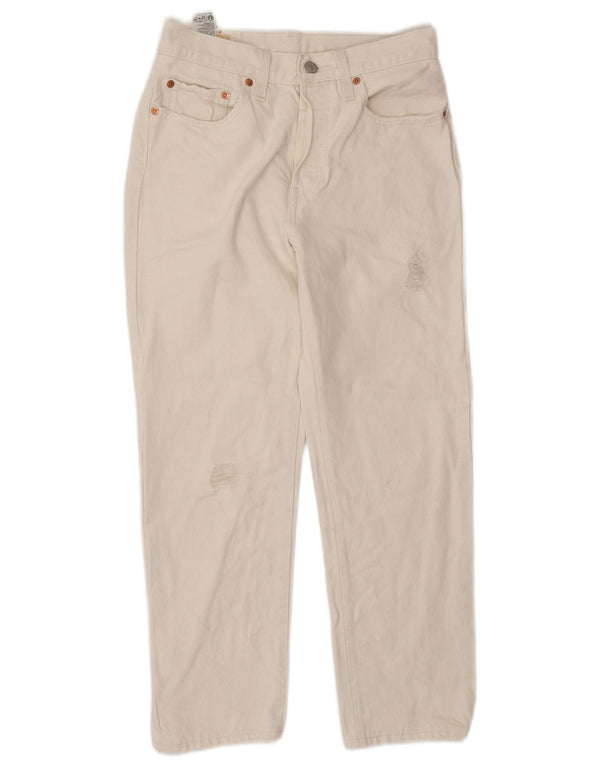 Blugi drepți tăiați 501 Levi's pentru bărbați W26 L26 bumbac alb catifelat