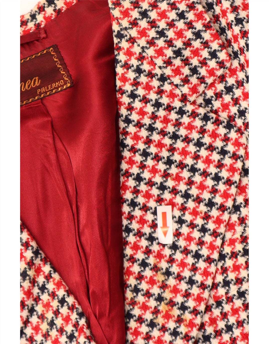 Blazer vintage pentru femei cu mâneci 3/4 UK 16, mare, roșu, picior de găină