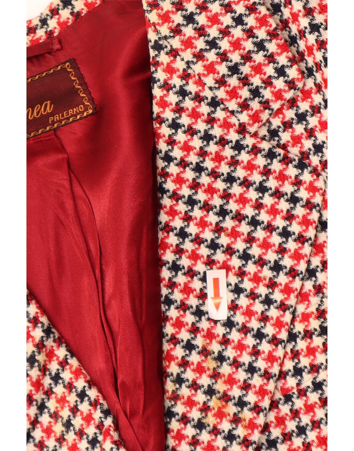 Blazer vintage pentru femei cu mâneci 3/4 UK 16, mare, roșu, picior de găină