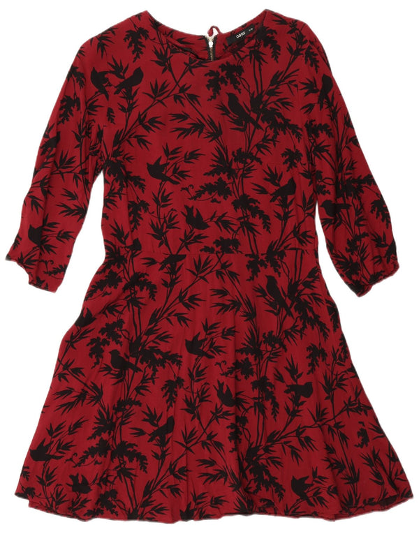 Rochie A-Line Oasis pentru femei cu mâneci 3/4 UK 12 Roșu Mediu Floral Viscoză