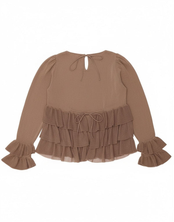 Bluză cu mânecă lungă supradimensionată pentru femei Zara UK 10, maro, color block