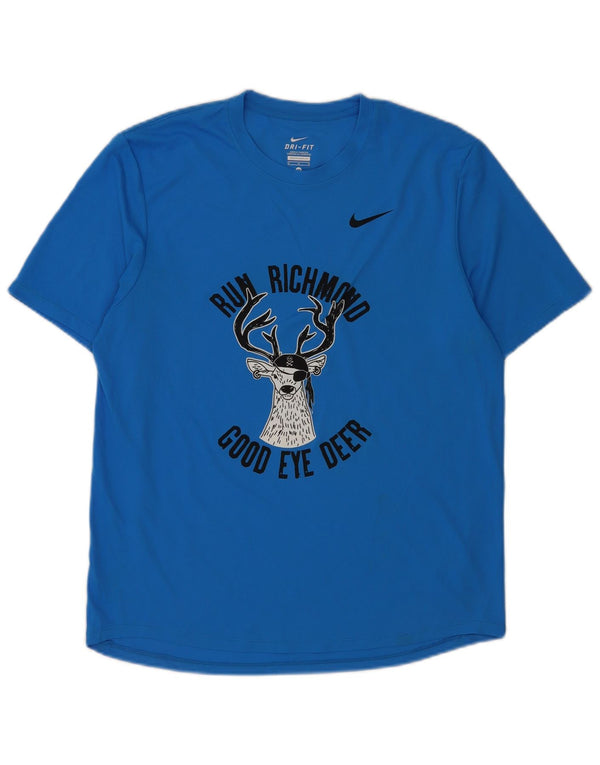 Tricou grafic Nike Dri Fit pentru bărbați Top Medium Blue Poliester