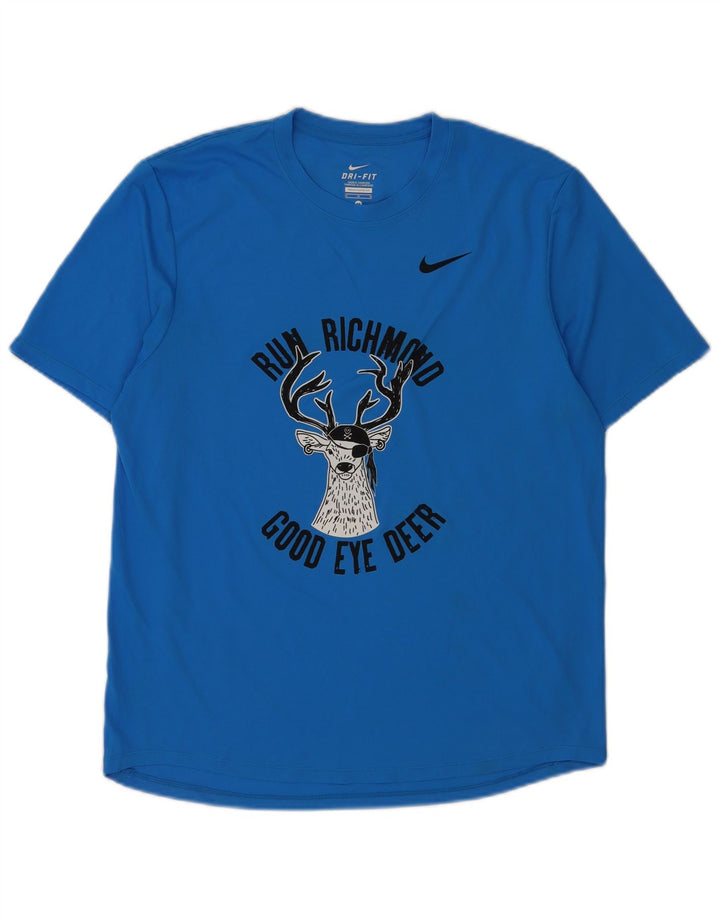 Tricou grafic Nike Dri Fit pentru bărbați Top Medium Blue Poliester