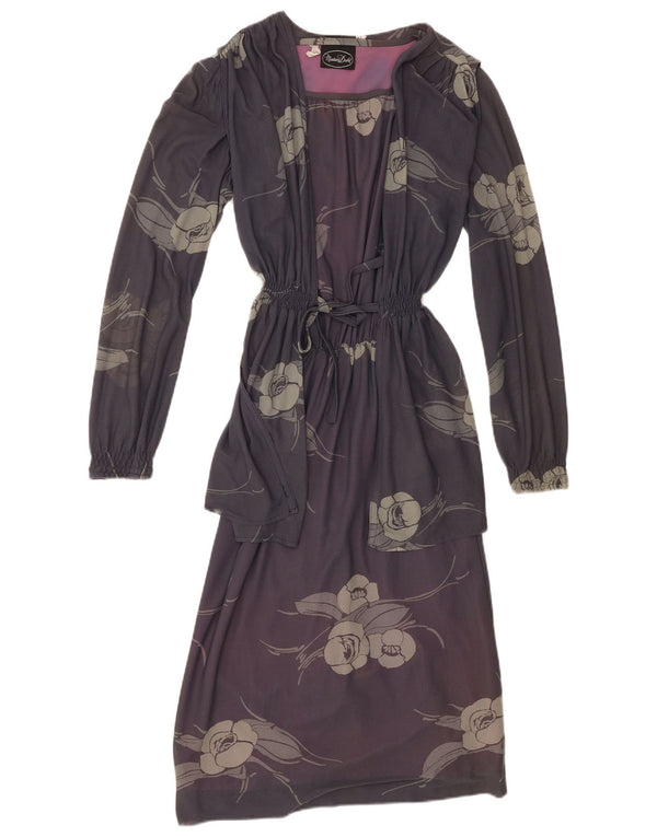 Rochie maxi vintage cu mâneci lungi pentru femei EU 40 Mov mediu Floral
