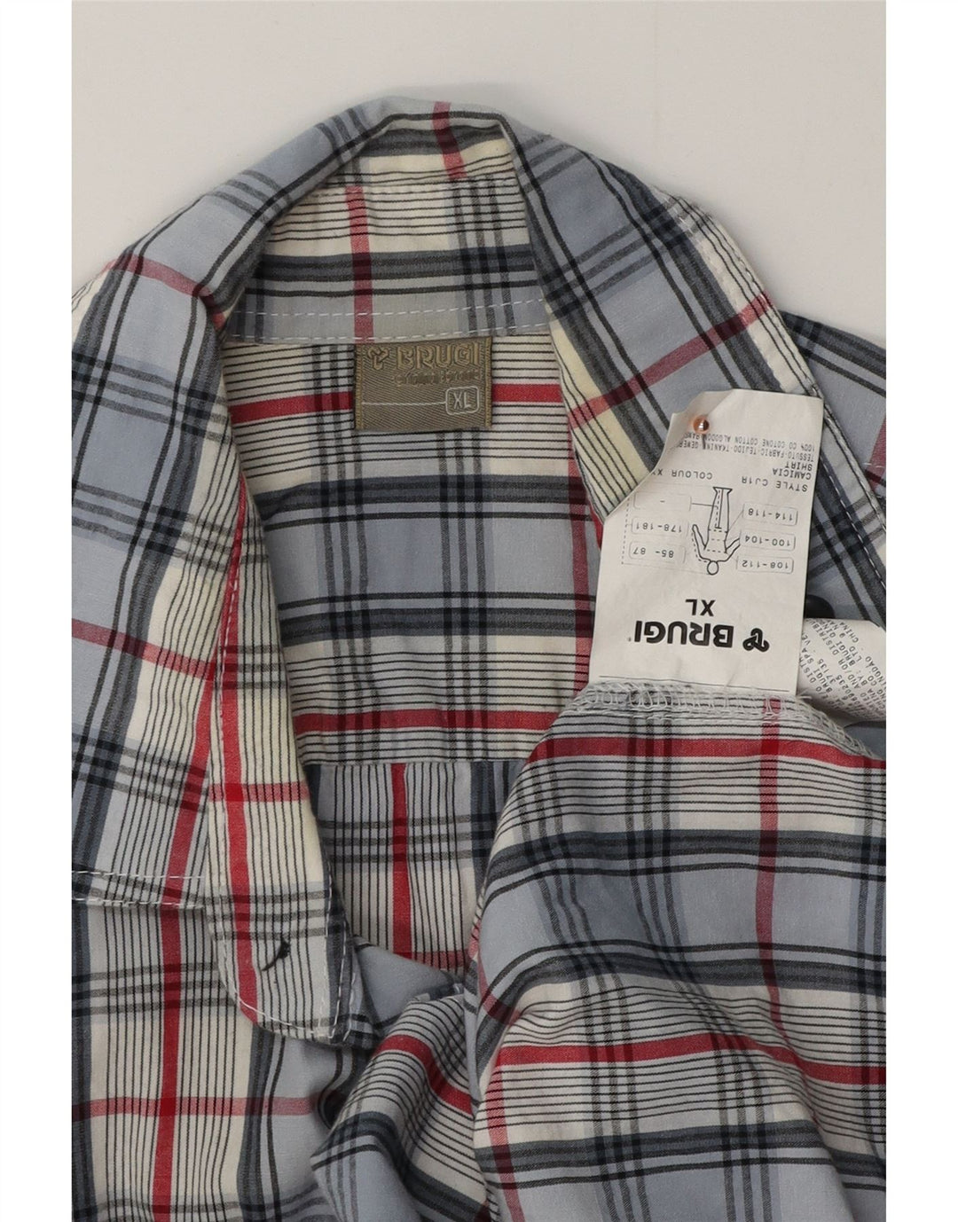 Cămașă BRUGI cu mânecă scurtă pentru bărbați, XL, bumbac vichy albastru