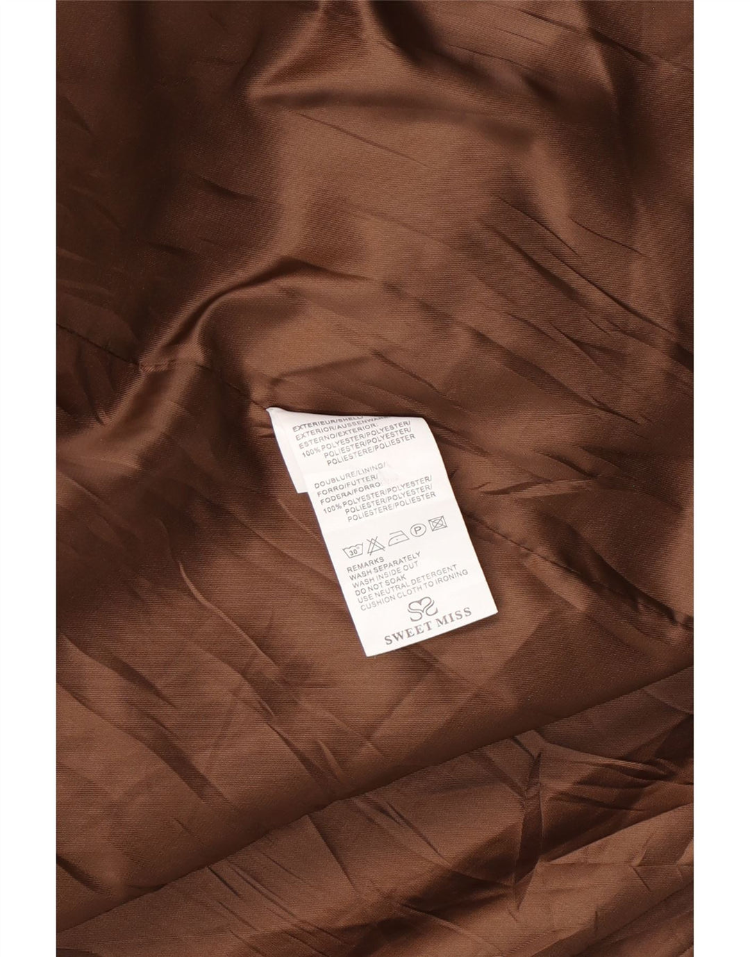 SWEET MISS Palton dublu pentru femei UK 14 Poliester cu carouri maro mediu