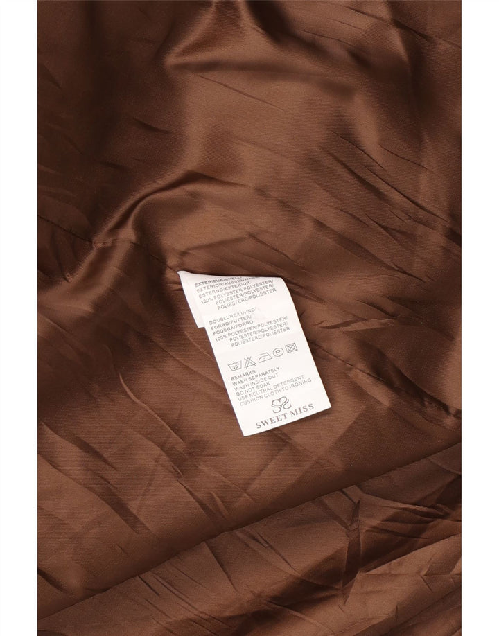 SWEET MISS Palton dublu pentru femei UK 14 Poliester cu carouri maro mediu