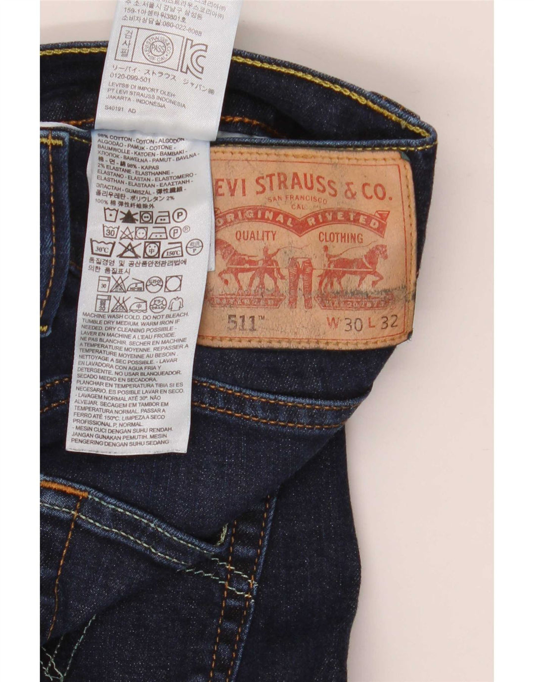 Blugi pentru bărbați Levi's 511 Slim W30 L32 Bumbac bleumarin