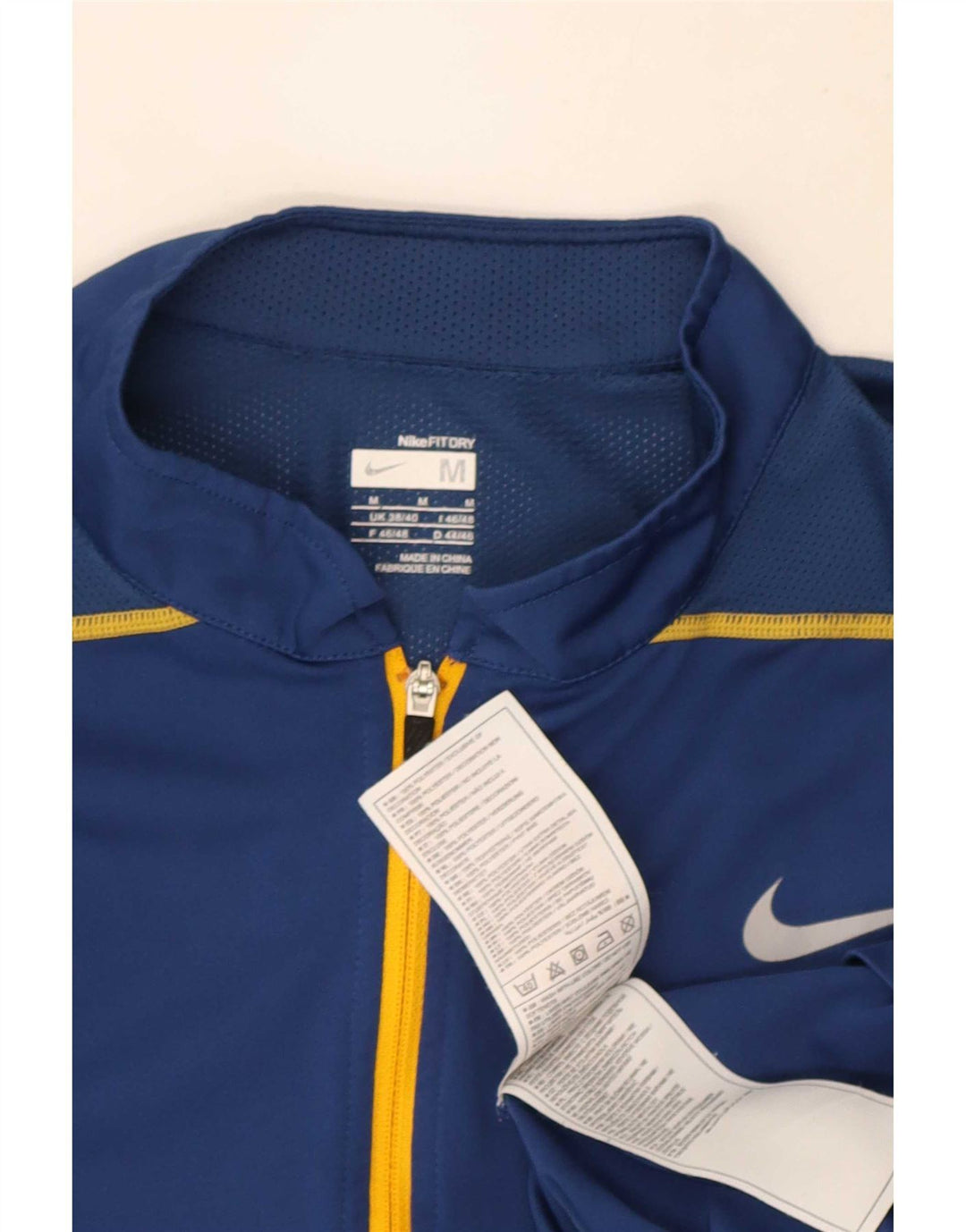 Tricou pentru bărbați Nike, cu fermoar, cu gât, Marea Britanie 38/40, albastru mediu, poliester bloc de culoare