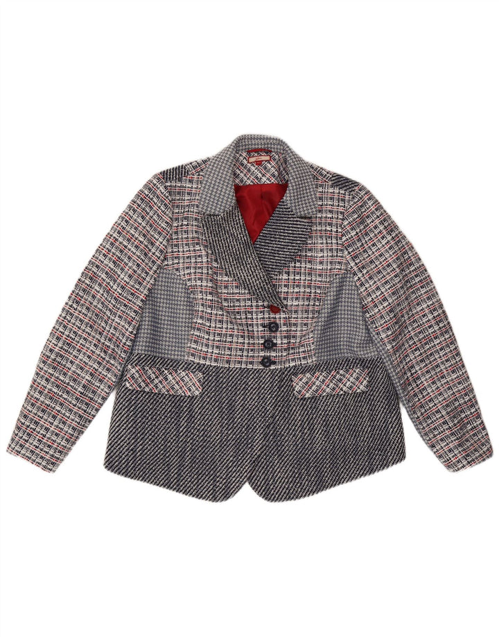 JOE BROWNS Sacou blazer pentru femei cu 4 nasturi UK 22 3XL bleumarin Check