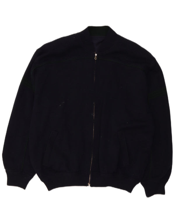 Pulover cardigan vintage pentru bărbați, cu tăiere lejeră, IT 52 mare, lână bleumarin