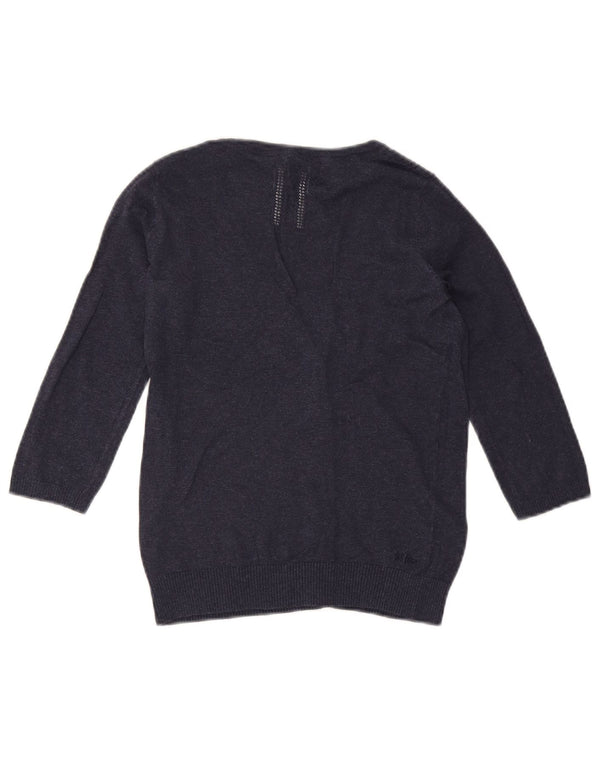 Pulover cardigan pentru femei FAT FACE cu mâneci 3/4 UK 8 mic bumbac bleumarin