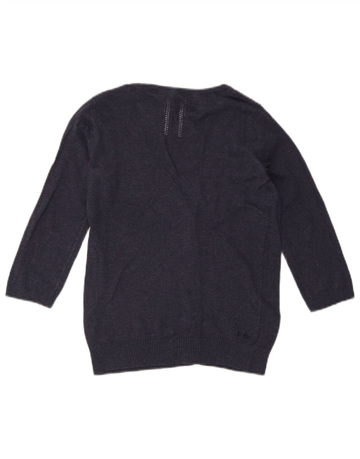 Pulover cardigan pentru femei FAT FACE cu mâneci 3/4 UK 8 mic bumbac bleumarin