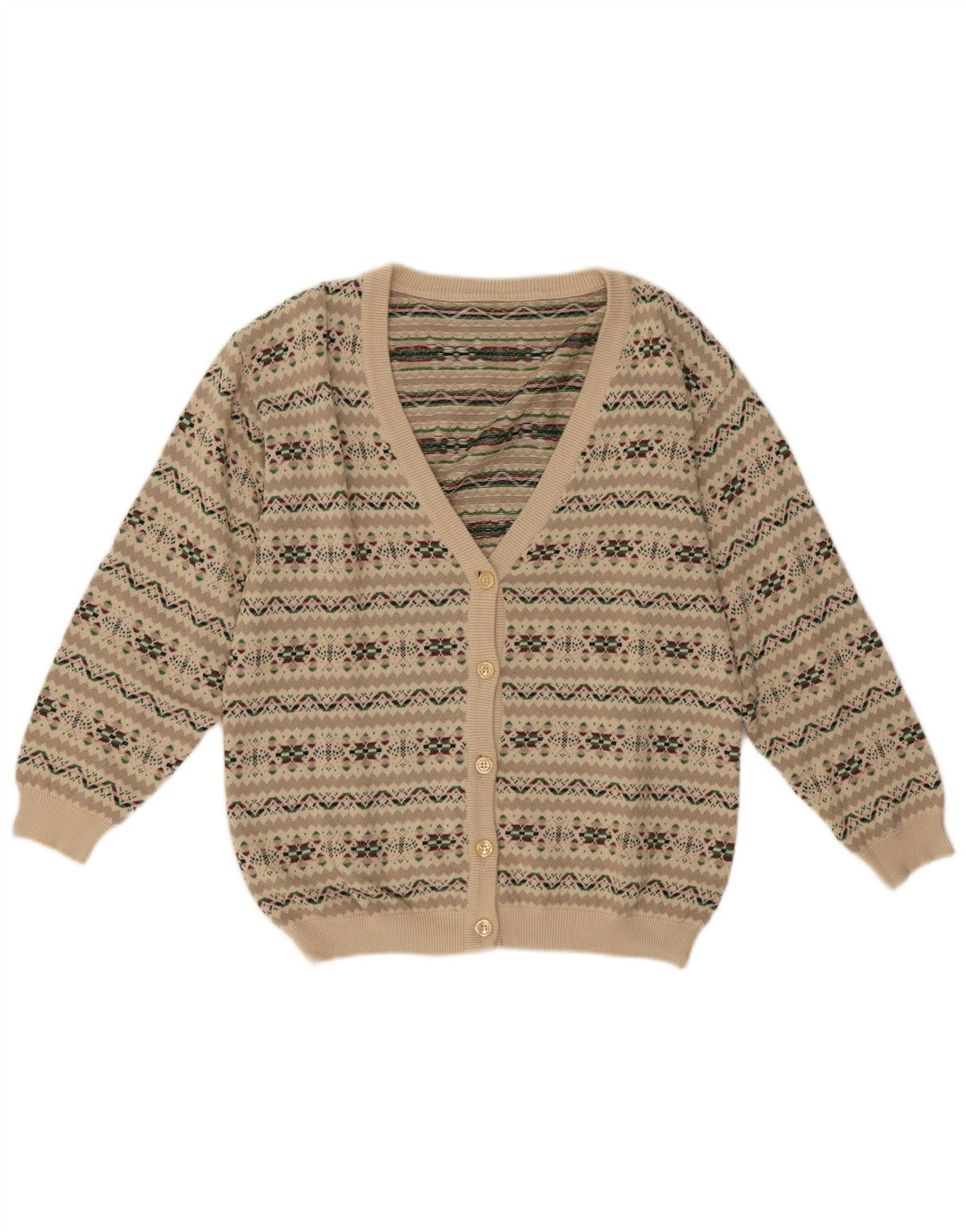 Pulover Cardigan Vintage pentru Damă UK 14 Medium Gri Fair Isle