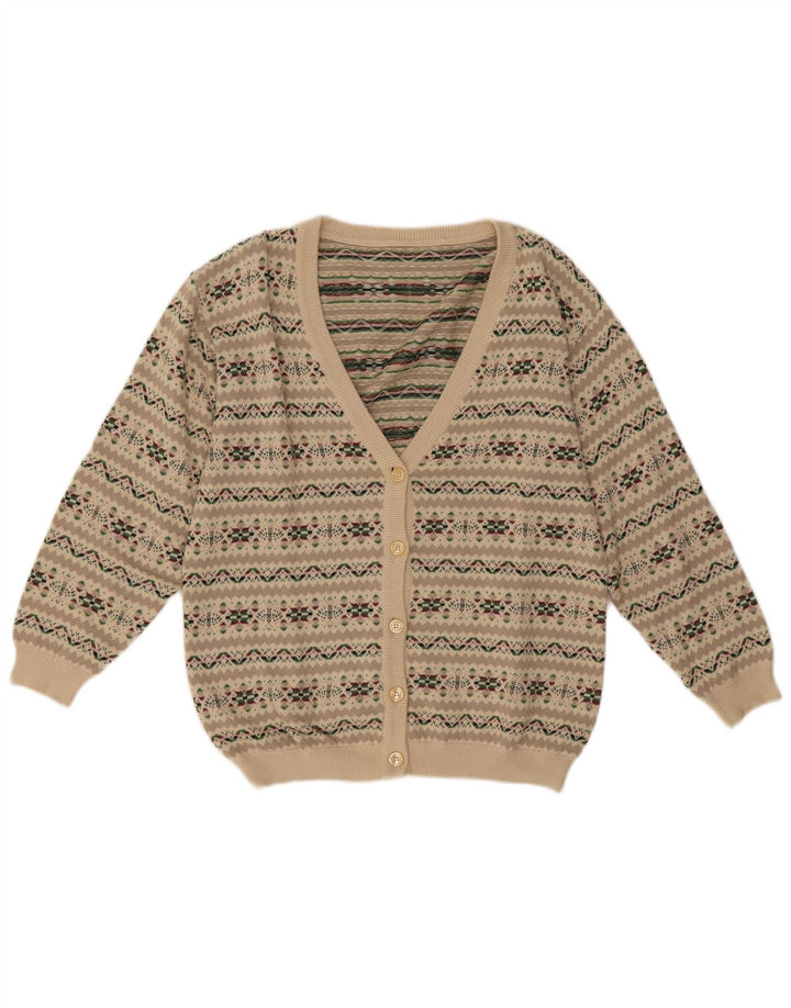 Pulover Cardigan Vintage pentru Damă UK 14 Medium Gri Fair Isle