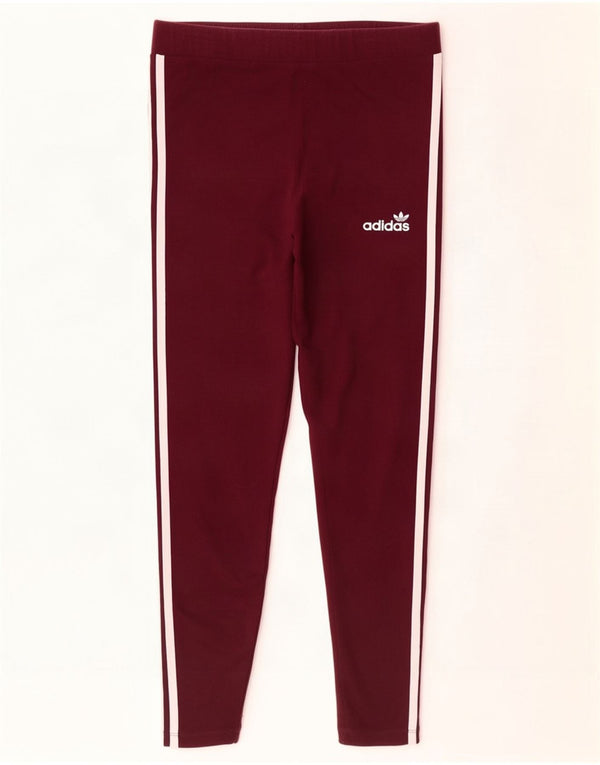 Leggings pentru femei Adidas UK 16 mare, bumbac burgundă