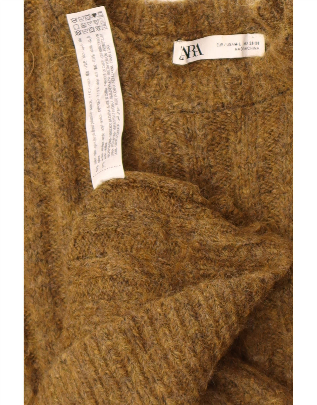 Rochie Jumper supradimensionată ZARA pentru femei UK 14 Medium Khaki Nylon