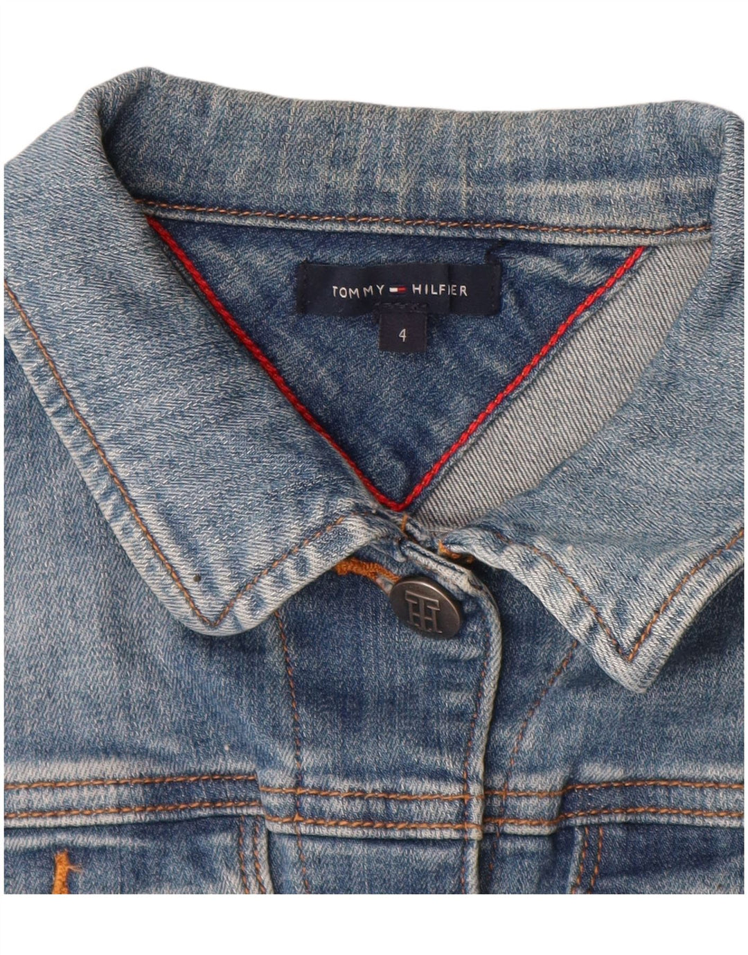 Jachetă de denim crop pentru femei Tommy Hilfiger US 4 Small Blue Bumbac