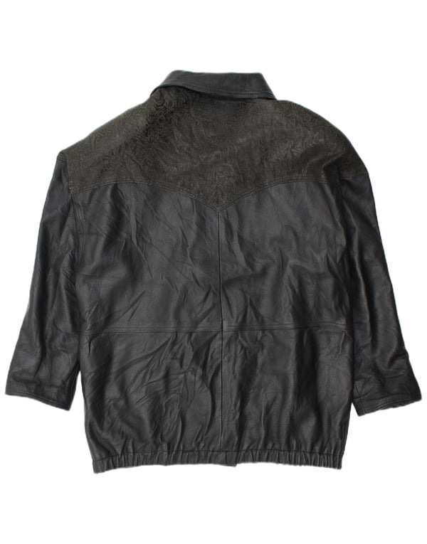 Jachetă de piele supradimensionată YUPPIE pentru femei UK 18 XL Negru Floral