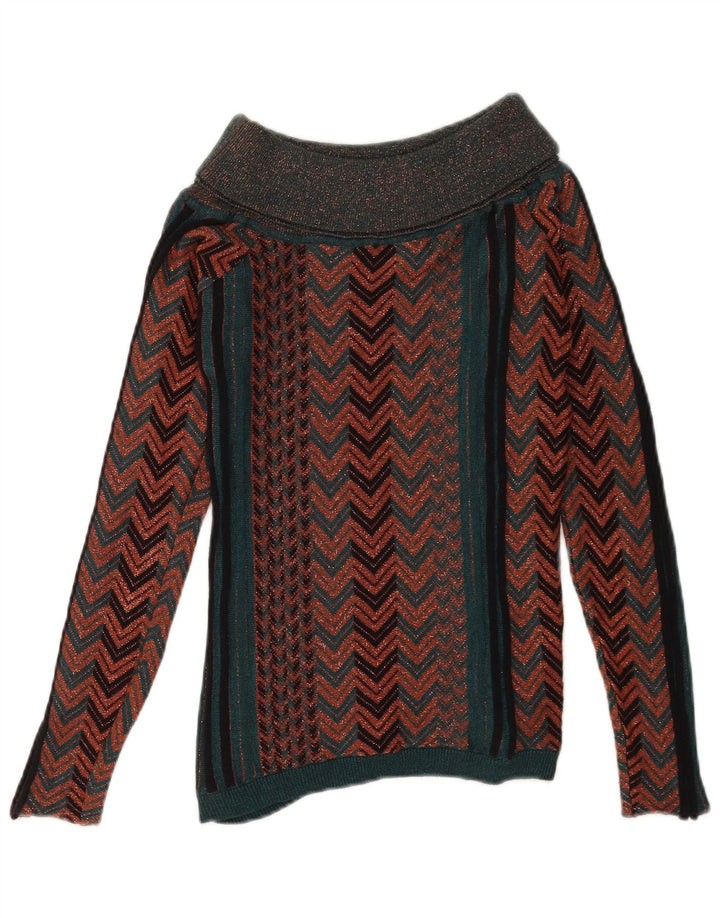 Liu Jo Pulover cu gât rulat pentru femei UK 10 Chevron maro mic