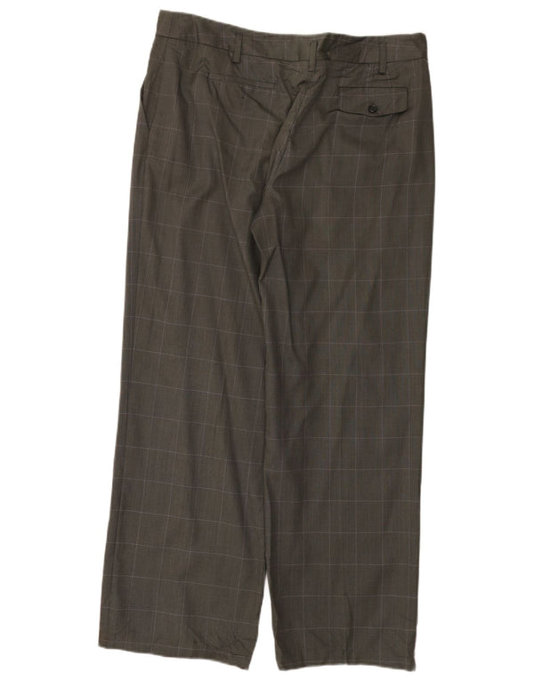 Pantaloni de costum drepți Calvin Klein pentru femei US 14 XL W36 L30 Lână cu carouri gri