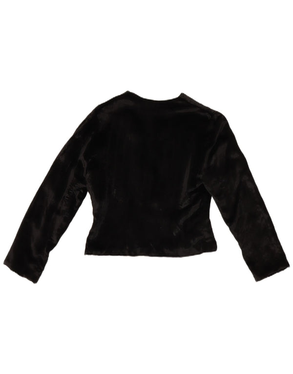 Jachetă Bolero din catifea vintage pentru femei UK 10 Small Black