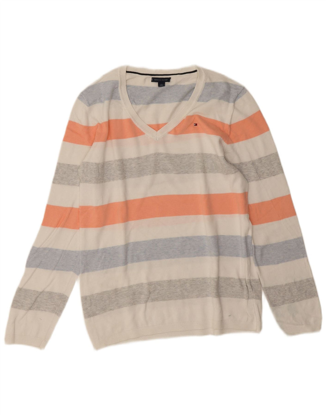 Pulover pentru femei Tommy Hilfiger cu decolteu în V UK 14 mare, multicolor