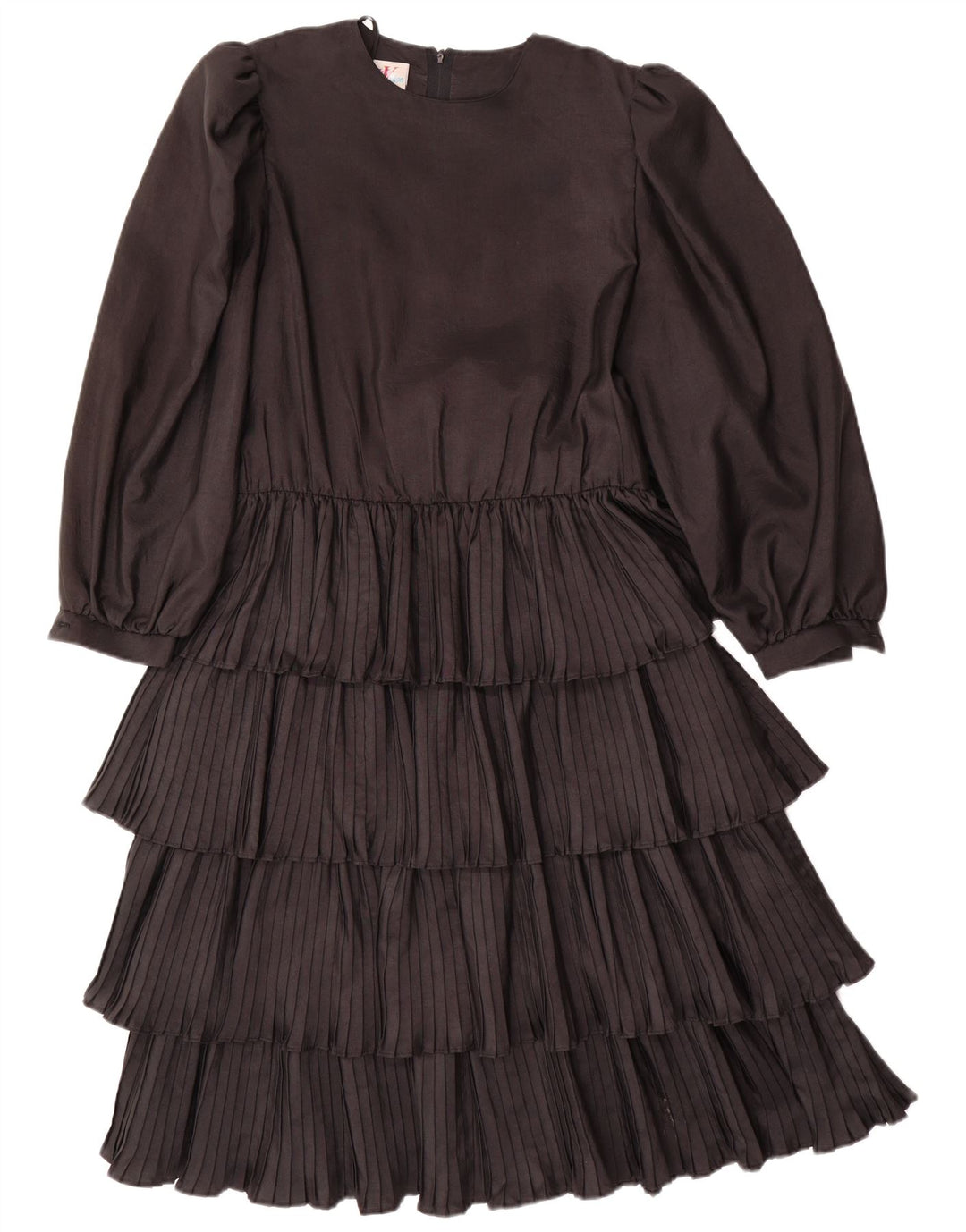 VINTAGE Rochie cu mâneci lungi pentru femei EU 36 Poliester negru mic