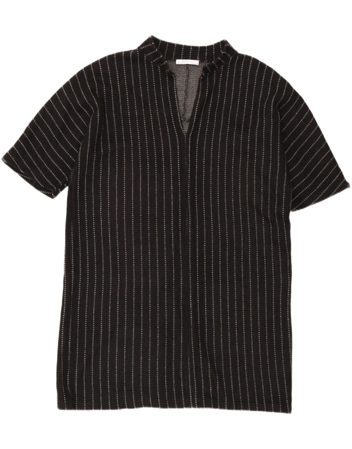 Rochie supradimensionată pentru femei Zara UK 14 Medium Negru cu dungi acrilice