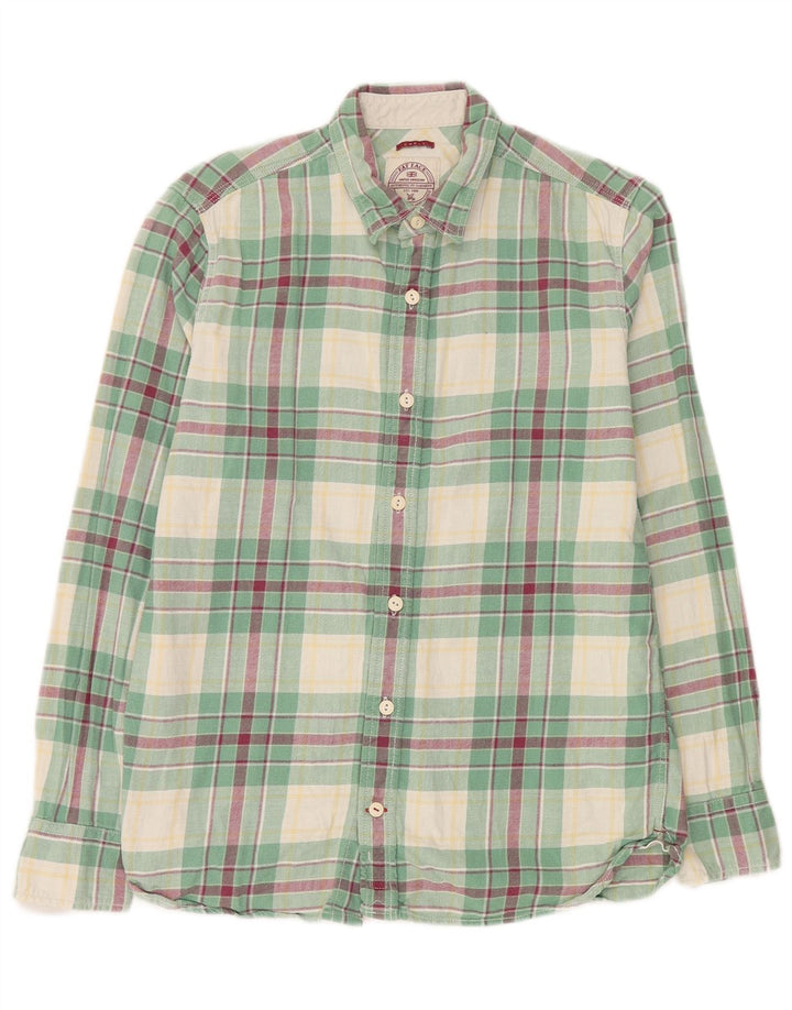 Cămașă de flanel pentru bărbați Fat Face, bumbac carouri verde mic