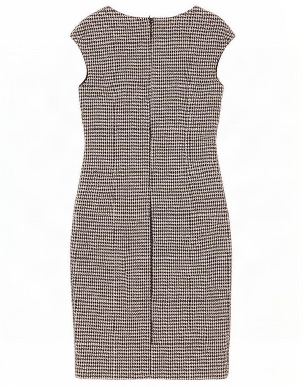 Zara Womens Sleeveless Sheath Dress UK 10 Small Black Houndstooth Polyester