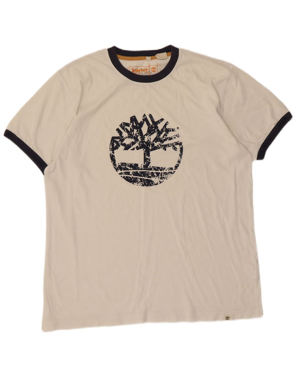 Tricou grafic Timberland pentru bărbați Top XL din bumbac alb