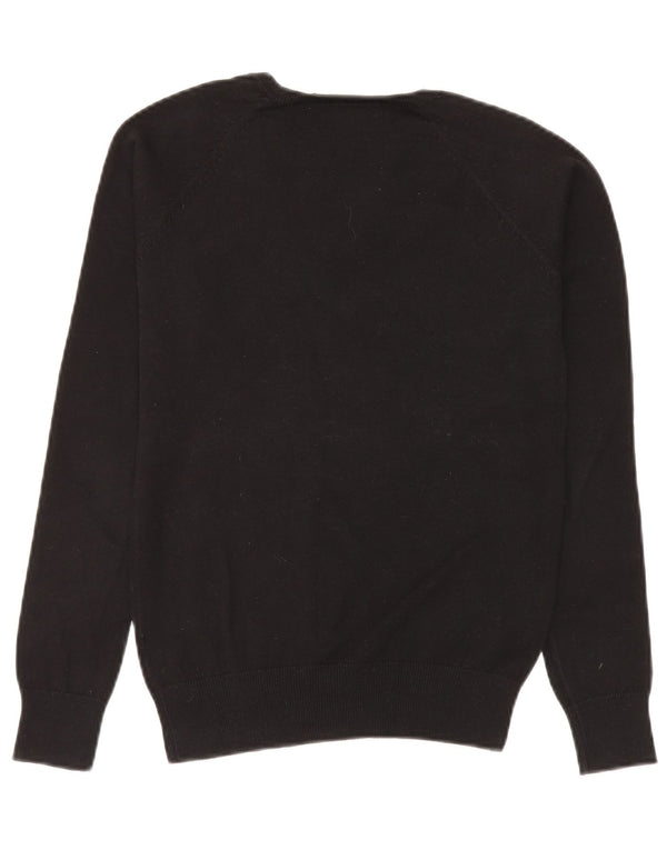 Pulover cu decolteu în V Zara pentru femei UK 14 Bumbac mediu negru