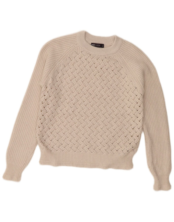 Pulover pentru femei Marks & Spencer loose fit cu decolteu rotund UK 6 XS alb
