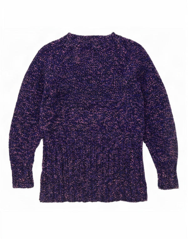 Pulover vintage cu gât țestoasă pentru femei UK 12 Medium Purple Flecked