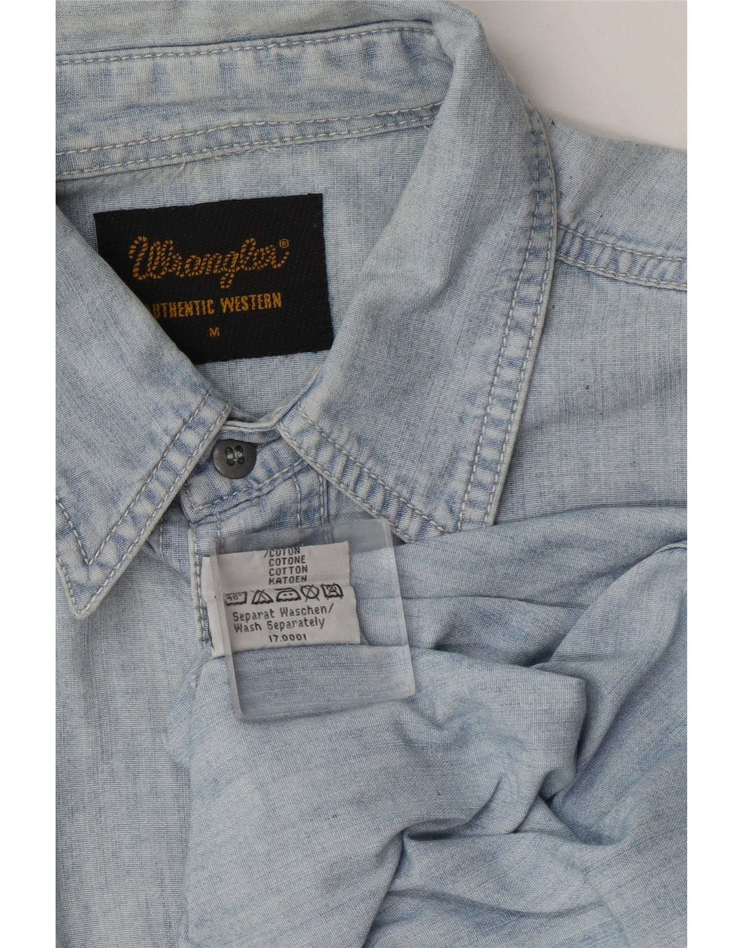 Cămașă din blugi pentru bărbați Wrangler, bumbac albastru mediu
