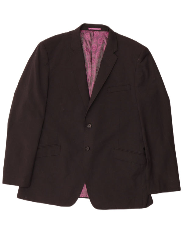 Ted Baker Jachetă pentru bărbați, lungă, cu 2 nasturi, cu ajustare normală, UK 44 2XL, lână neagră